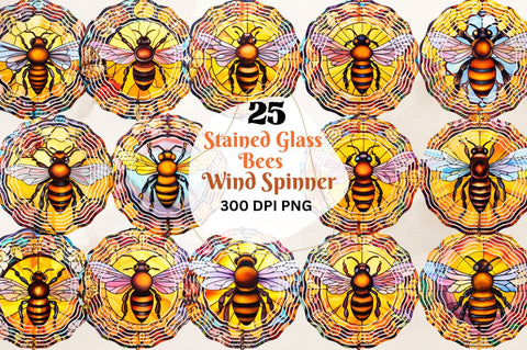 Stained Glass Bees Wind Spinner Bundle Sublimation Regulrcrative 