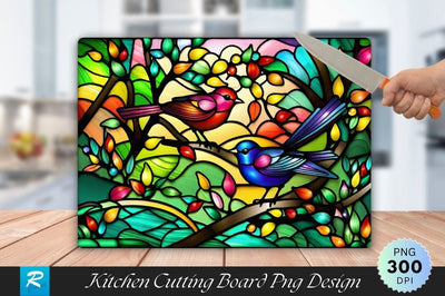 Stained Glass Birds Background Cutting Board Sublimation Regulrcrative 