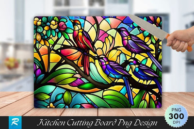 Stained Glass Birds Background Cutting Board Sublimation Regulrcrative 