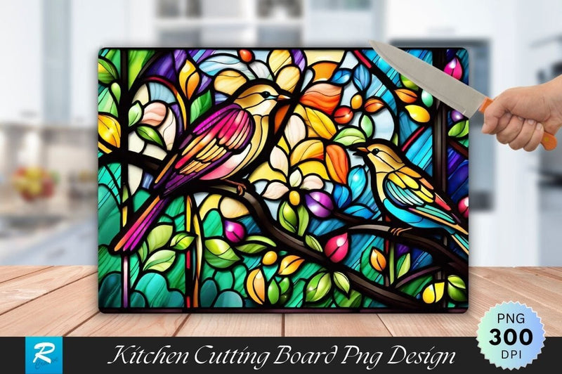 Stained Glass Birds Background Cutting Board Sublimation Regulrcrative 