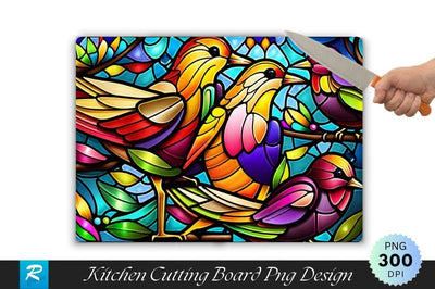 Stained Glass Birds Background Cutting Board Sublimation Regulrcrative 