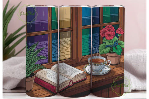 Stained Glass Bookshelf 20oz Tumbler Sublimation PixelChick 