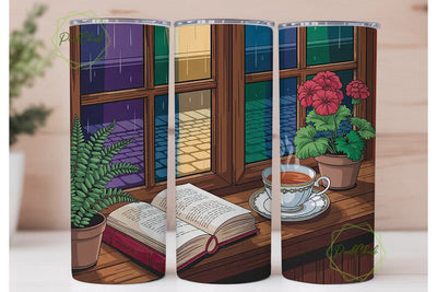 Stained Glass Bookshelf 20oz Tumbler Sublimation PixelChick 