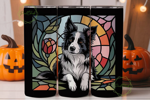 Stained Glass Border Collie 20oz Tumbler Sublimation PixelChick 