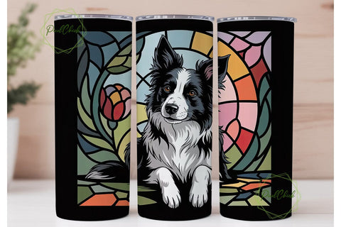 Stained Glass Border Collie 20oz Tumbler Sublimation PixelChick 