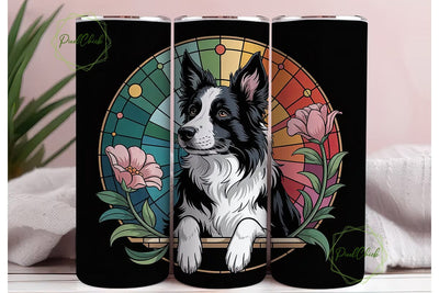 Stained Glass Border Collie 20oz Tumbler Sublimation PixelChick 