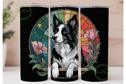 Stained Glass Border Collie 20oz Tumbler Sublimation PixelChick 