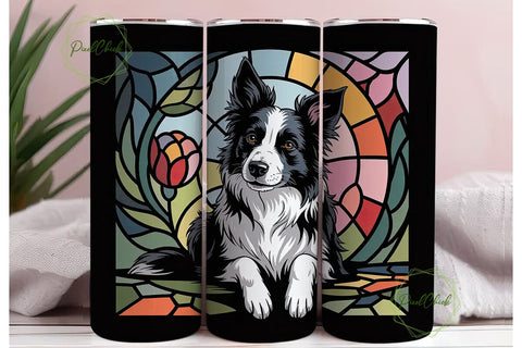 Stained Glass Border Collie 20oz Tumbler Sublimation PixelChick 