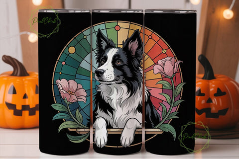 Stained Glass Border Collie 20oz Tumbler Sublimation PixelChick 