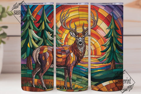 Stained Glass Buck 20oz Tumbler Wrap Sublimation sassyprint 