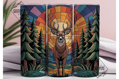 Stained Glass Buck 20oz Tumbler Wrap Sublimation sassyprint 