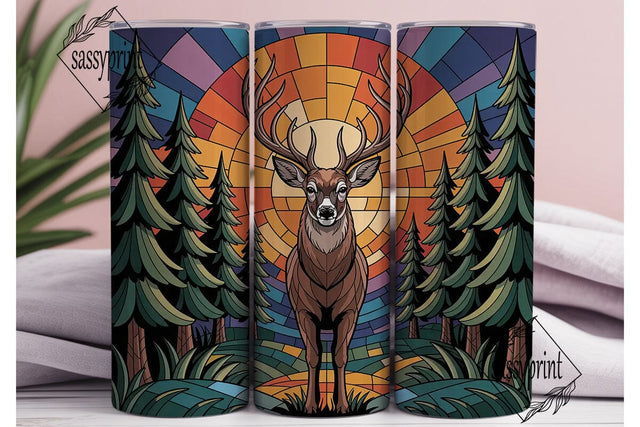 Stained Glass Buck 20oz Tumbler Wrap Sublimation sassyprint 