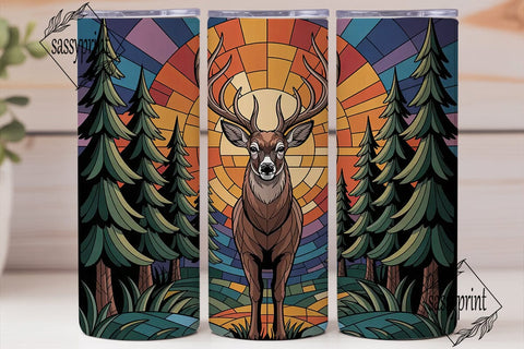 Stained Glass Buck 20oz Tumbler Wrap Sublimation sassyprint 