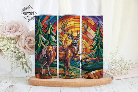 Stained Glass Buck 20oz Tumbler Wrap Sublimation sassyprint 