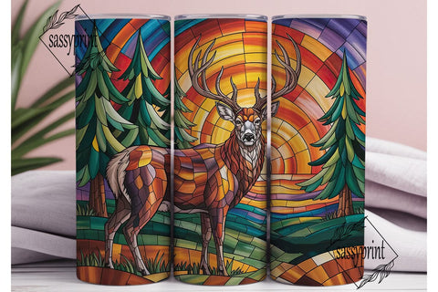Stained Glass Buck 20oz Tumbler Wrap Sublimation sassyprint 