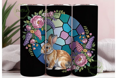 Stained Glass Bunny 20oz Tumbler Wrap Sublimation PixelChick 