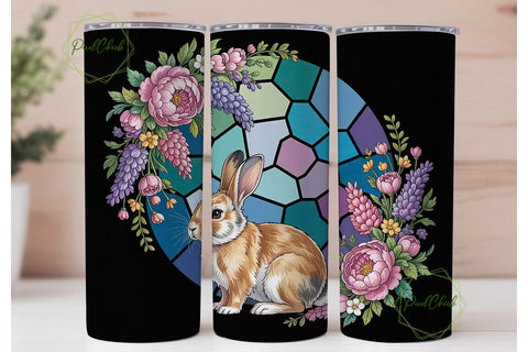 Stained Glass Bunny 20oz Tumbler Wrap Sublimation PixelChick 