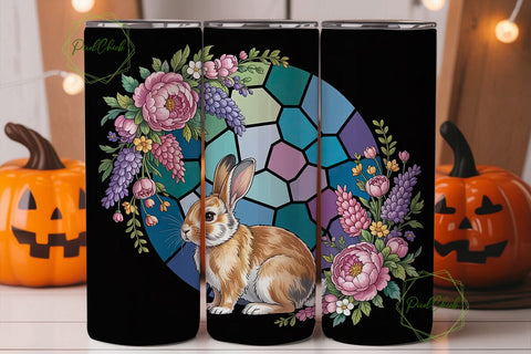 Stained Glass Bunny 20oz Tumbler Wrap Sublimation PixelChick 