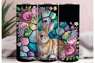 Stained Glass Bunny 20oz Tumbler Wrap Sublimation PixelChick 