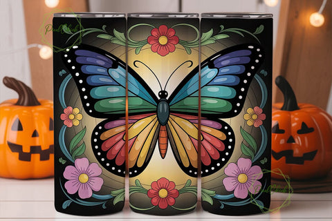 Stained Glass Butterfly 20oz Tumbler Sublimation PixelChick 