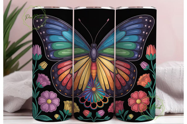 Stained Glass Butterfly 20oz Tumbler Sublimation PixelChick 