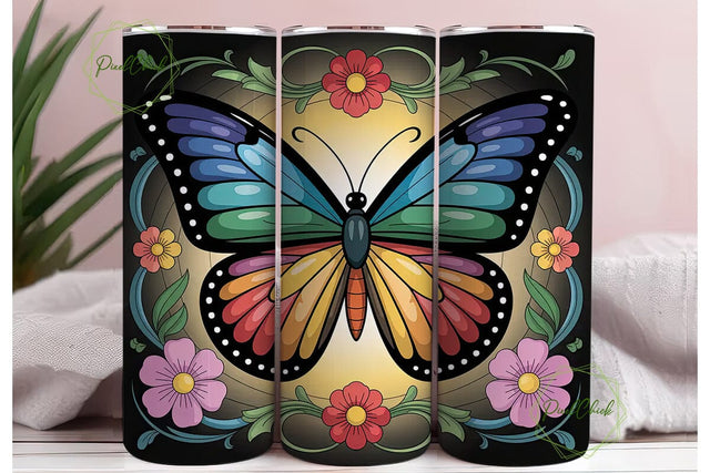 Stained Glass Butterfly 20oz Tumbler Sublimation PixelChick 