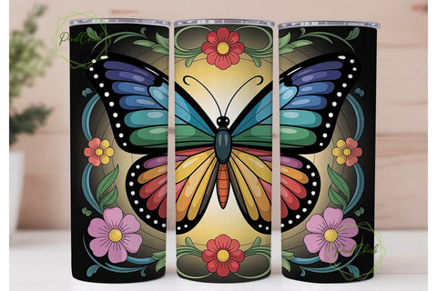 Stained Glass Butterfly 20oz Tumbler Sublimation PixelChick 