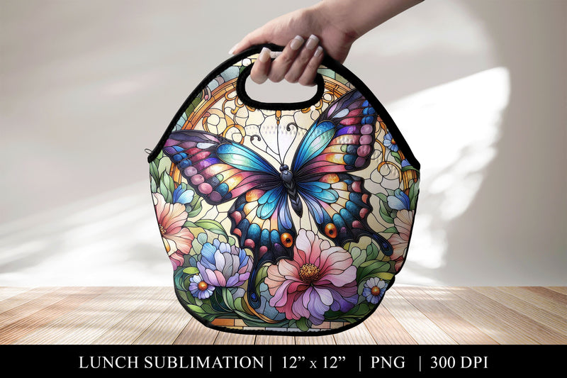 Stained Glass Butterfly Lunch Bag Sublimation Design Sublimation BijouBay 