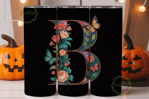 Stained Glass Butterfly Monogram Tumbler Sublimation PixelChick 