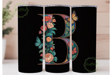 Stained Glass Butterfly Monogram Tumbler Sublimation PixelChick 
