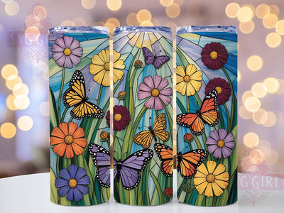 Stained Glass Butterfly Tumbler, Artistic Tumbler, Stylish 20oz Wrap, Sublimation Design, Trendy Gift Idea, Colorful Glass Wrap, Elegant Butterfly Tumbler Sublimation SvggirlplusArt 