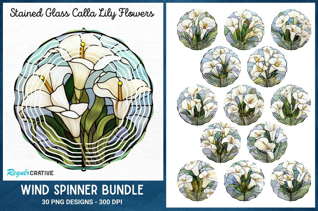 Stained Glass Calla Lily Flowers Wind Spinner Sublimation Bundle Sublimation Regulrcrative 