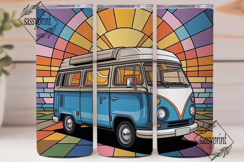 Stained Glass Camper Van 20oz Tumbler Sublimation sassyprint 
