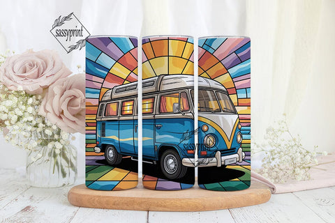 Stained Glass Camper Van 20oz Tumbler Sublimation sassyprint 