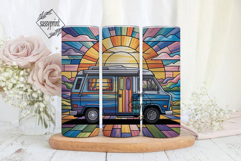Stained Glass Camper Van 20oz Tumbler Sublimation sassyprint 