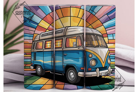 Stained Glass Camper Van 20oz Tumbler Sublimation sassyprint 