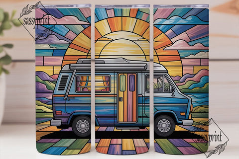 Stained Glass Camper Van 20oz Tumbler Sublimation sassyprint 