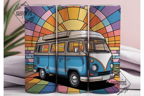 Stained Glass Camper Van 20oz Tumbler Sublimation sassyprint 