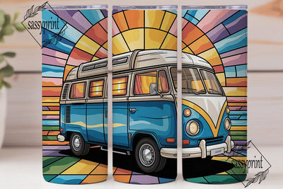 Stained Glass Camper Van 20oz Tumbler Sublimation sassyprint 