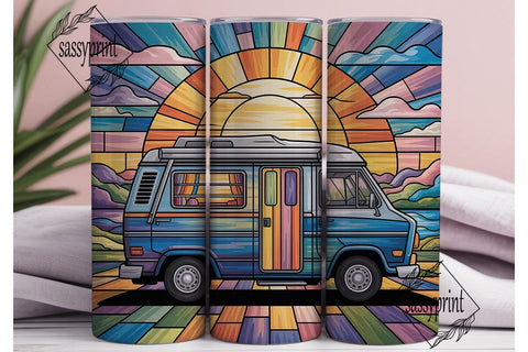 Stained Glass Camper Van 20oz Tumbler Sublimation sassyprint 