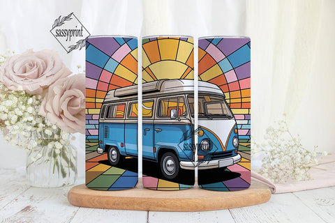 Stained Glass Camper Van 20oz Tumbler Sublimation sassyprint 