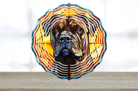 Stained Glass Cane Corso Dog Wind Spinner Sublimation Regulrcrative 