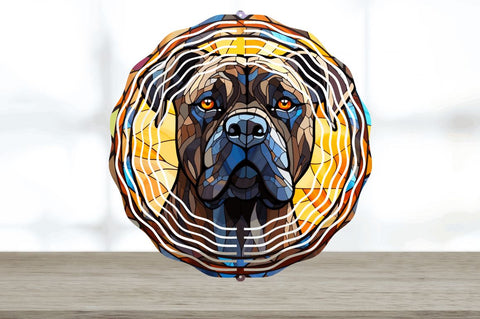 Stained Glass Cane Corso Dog Wind Spinner Sublimation Regulrcrative 