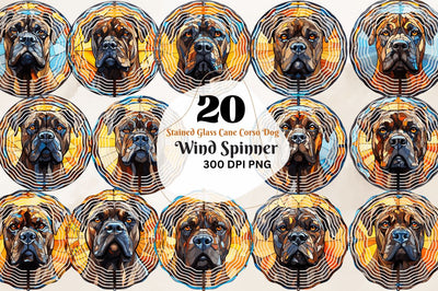 Stained Glass Cane Corso Dog Wind Spinner Sublimation Regulrcrative 