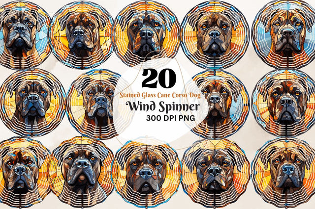 Stained Glass Cane Corso Dog Wind Spinner Sublimation Regulrcrative 