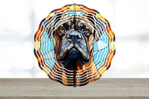 Stained Glass Cane Corso Dog Wind Spinner Sublimation Regulrcrative 