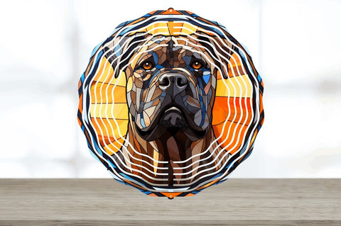 Stained Glass Cane Corso Dog Wind Spinner Sublimation Regulrcrative 