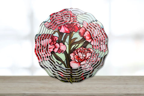 Stained Glass Carnation Flowers Wind Spinner Bundle Sublimation Regulrcrative 