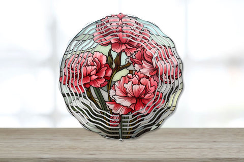 Stained Glass Carnation Flowers Wind Spinner Bundle Sublimation Regulrcrative 