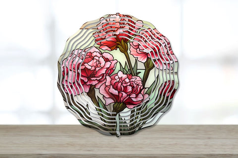 Stained Glass Carnation Flowers Wind Spinner Bundle Sublimation Regulrcrative 
